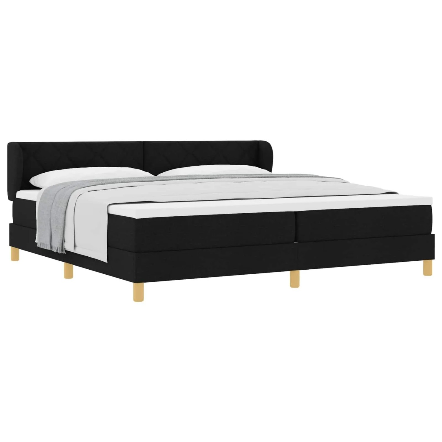 vidaXL Boxspringbett mit Matratze Schwarz 200 x 200 cm Stoff 3340299