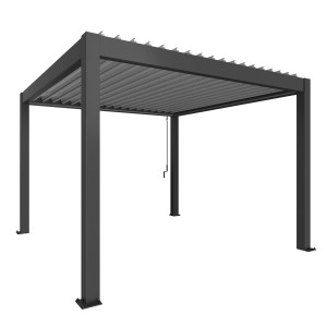 Biohort Pergola in Dunkelgrau/Silber-Metallic, eine moderne Terrassenüberdachung für den Garten.