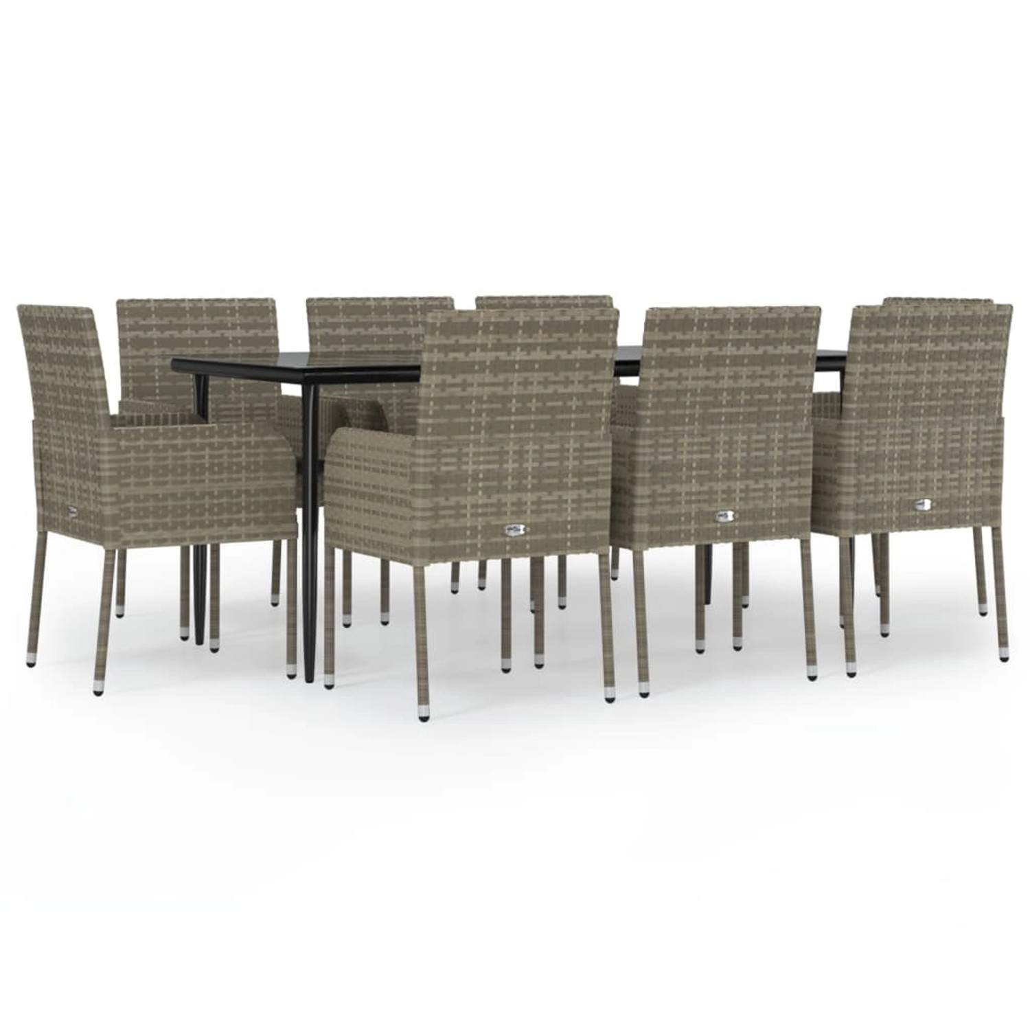 vidaXL 9-Tlg Garten-Essgruppe mit Kissen Schwarz und Grau Poly Rattan 31851 günstig online kaufen