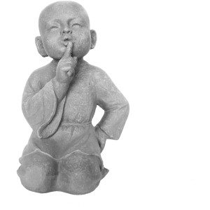 Graue Deko-Figur Shaolin Mönch (41 cm) in stiller Geste für Garten & Haus.