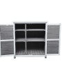 Offener Leco Gartenschrank Momo, 95 cm, grau-weiß, mit Regalböden. Ideal zur Aufbewahrung im Garten.