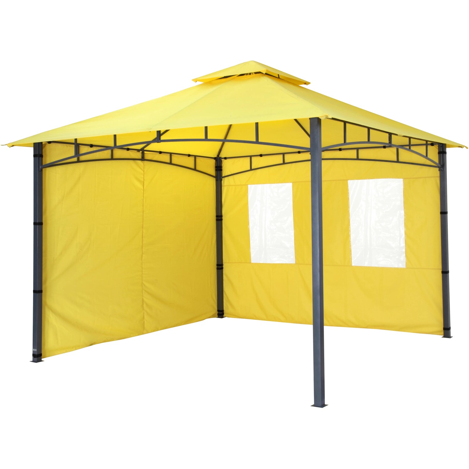 Gelbes Seitenteil-Set für Pavillon Lehua/Waya (2 Stk.): 1 geschlossen, 1 mit Fenstern.