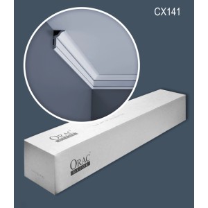 ORAC DECOR CX141 AXXENT Zierleisten Set mit Verpackung und Anwendungsbeispiel.