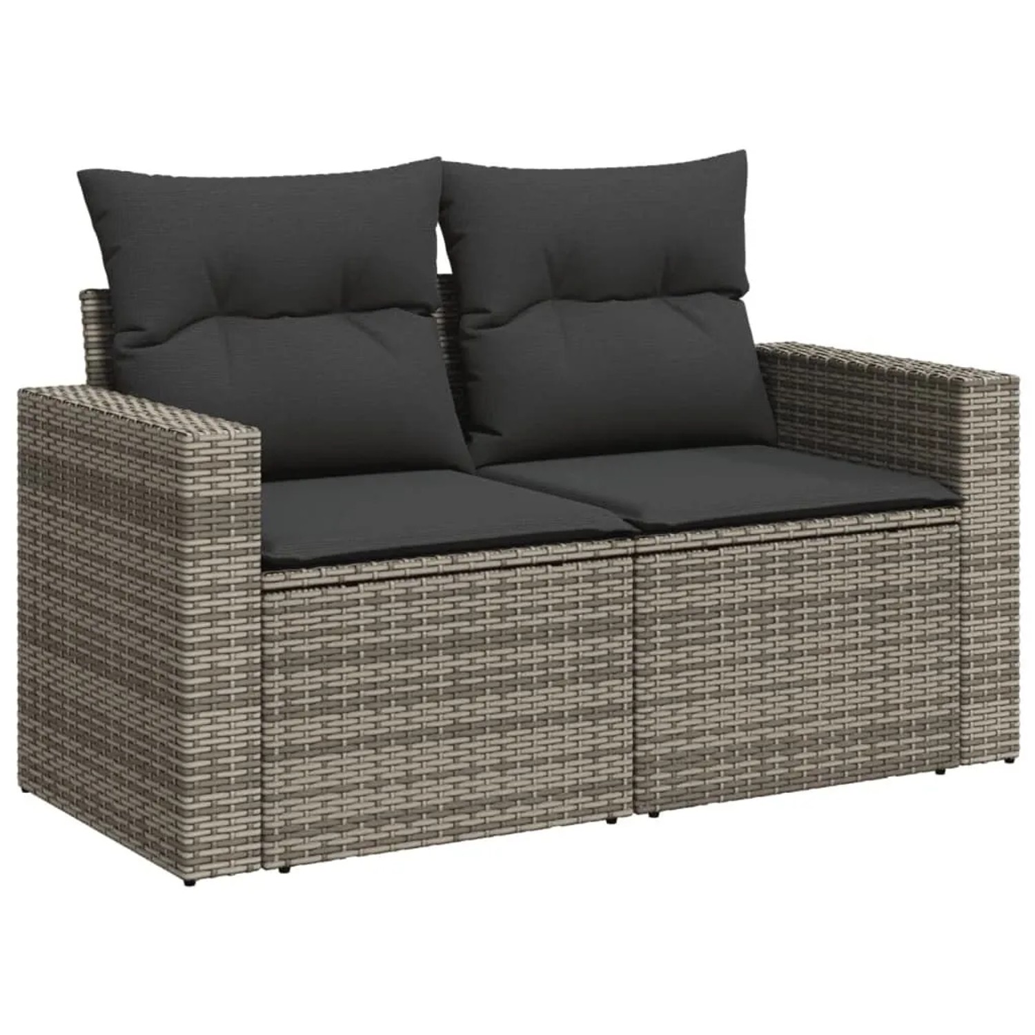 vidaXL Gartensofa 2-Sitzer mit Kissen Grau Poly Rattan 366122