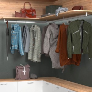 SOTECH Schrankstangenlager NANO Ecklager Unterbau Aluminium Massiv 75 x 22 x 26 mm für Designer Schrankrohr Edelstahloptik Matt Gebürstet