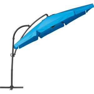 Blauer Ampelschirm Cocoa Beach, Ø 350 cm, mit Kurbel und seitlichem Mast.