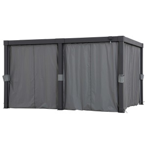 Graue Sunjoy Vorhänge für Matterhorn Multi-Pergola 306x406 cm als Sicht- und Sonnenschutz.