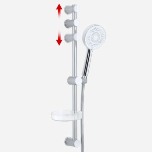 Euroshowers EuroFlux Duschset in Chrom-Weiß mit Handbrause, verstellbarer Duschstange und Seifenschale.