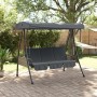 Dunkelgraue vidaXL Hollywoodschaukel mit verstellbarem Dach im Garten.