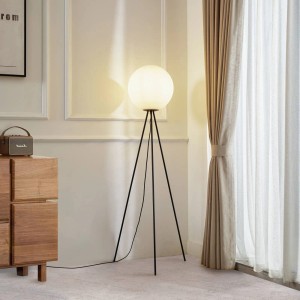 Lucande Stehlampe Kestralia 10020243 Modern in Weiß aus Glas 1-flammig E27 Wohnzimmerleuchte