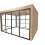 weka Gartenlaube Lumley aus Fichte mit Flachdach, Glasschiebetür und Holzwand. Moderne Terrassenüberdachung.