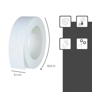 Weißes Strait-Flex Tuff Tape Eckschiene, 5,1 cm x 30,5 m. Symbole für Feuchtigkeits- und Temperaturbeständigkeit, Kantenschutz Trockenbau.