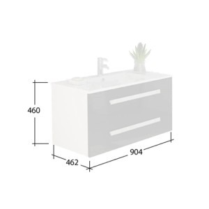 Jet-Line Badset Rapperswil, 90cm, Schwarz Hochglanz, mit Waschbecken und Unterschrank.