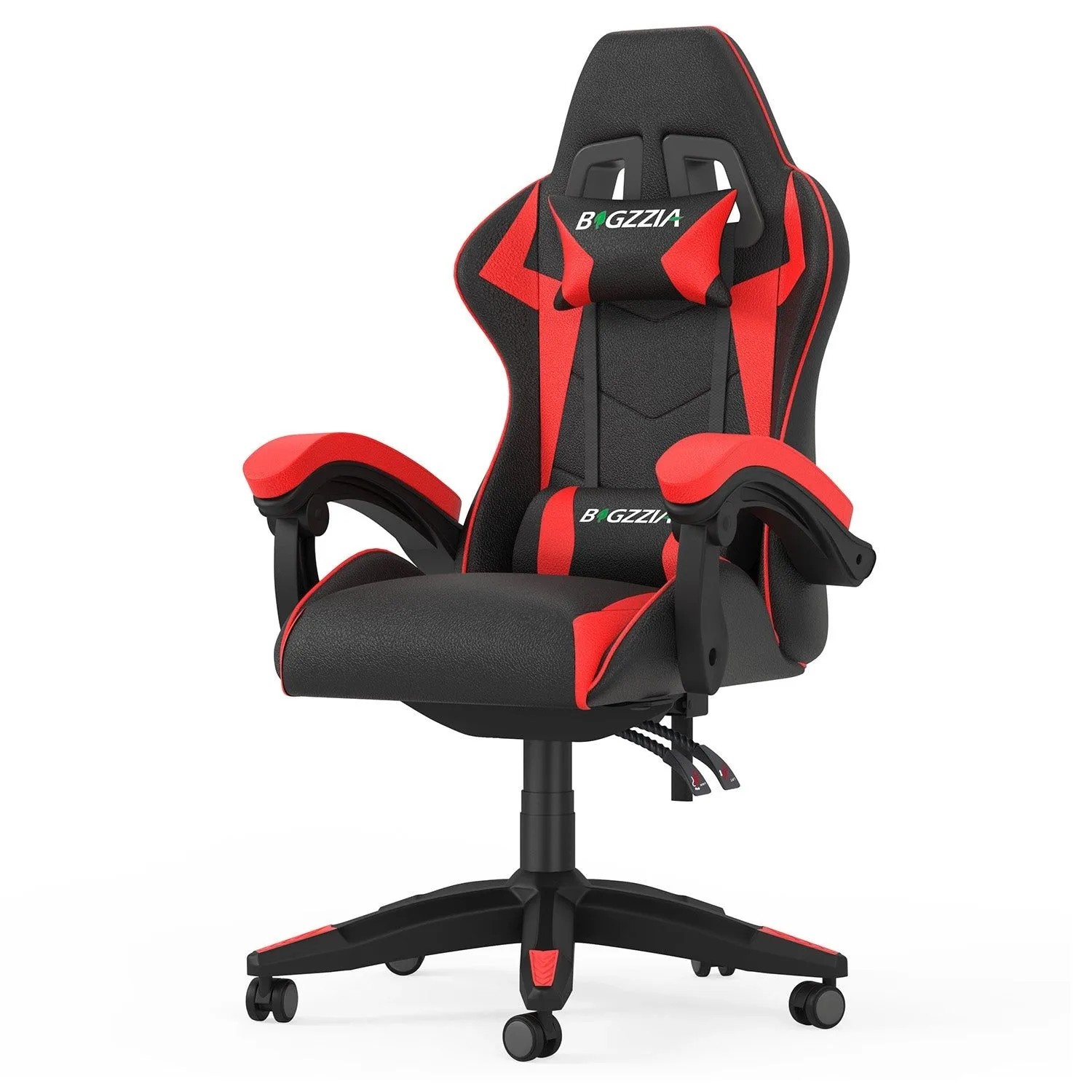 Rattantree Gaming Stuhl mit Hoher Rückenlehne PU Leder Kopf und Lendenstütze Verstellbar Rot