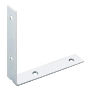 Verzinkter Stahl Winkelverbinder 80x80x15mm mit Sicke und gesenkten Löchern für Möbelbau.