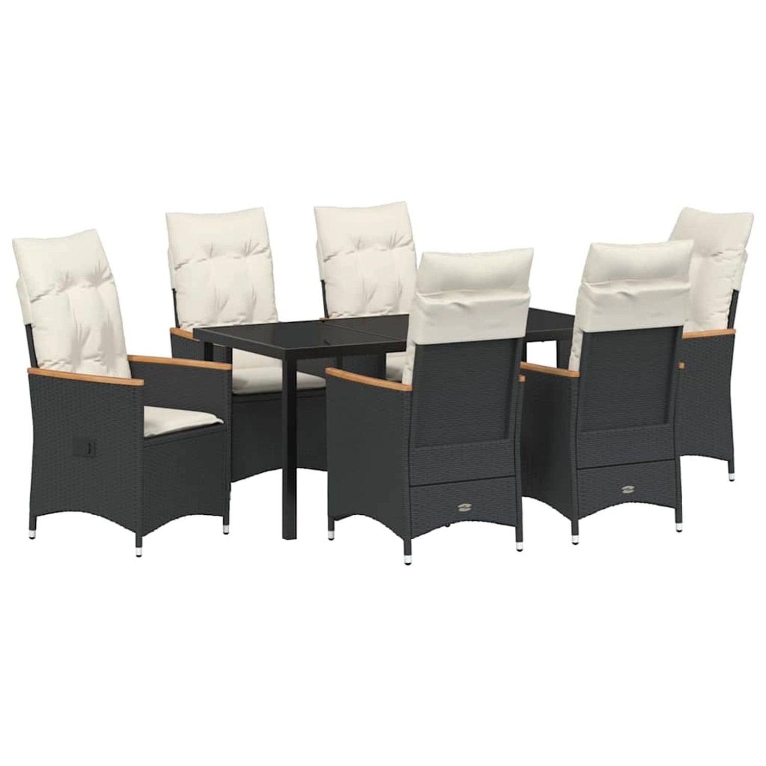 vidaXL Garten Essgruppe mit Kissen 7-Tlg Schwarz Poly Rattan 3379608 günstig online kaufen