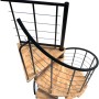 Minka Spindeltreppe Venezia Smart, Buche schwarz, Ø100cm. Wendeltreppe mit Holzstufen und schwarzem Geländer.