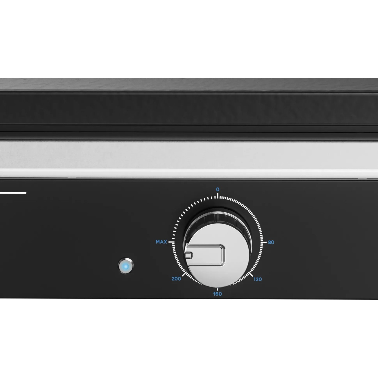 Detailaufnahme: Campingaz Elektrogrill Plancha Electric 1 XD mit Temperaturregler.