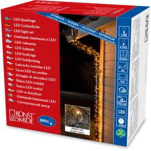 Verpackung der Konstsmide Micro LED Lichterkette mit 800 bernsteinfarbenen Dioden für Außen & Innen.