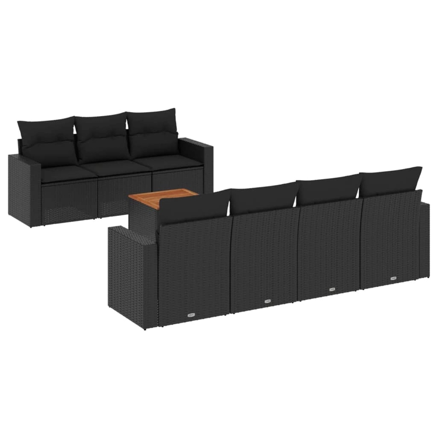 vidaXL 8-Tlg Garten-Sofagarnitur mit Kissen Schwarz Poly Rattan 3256356 günstig online kaufen