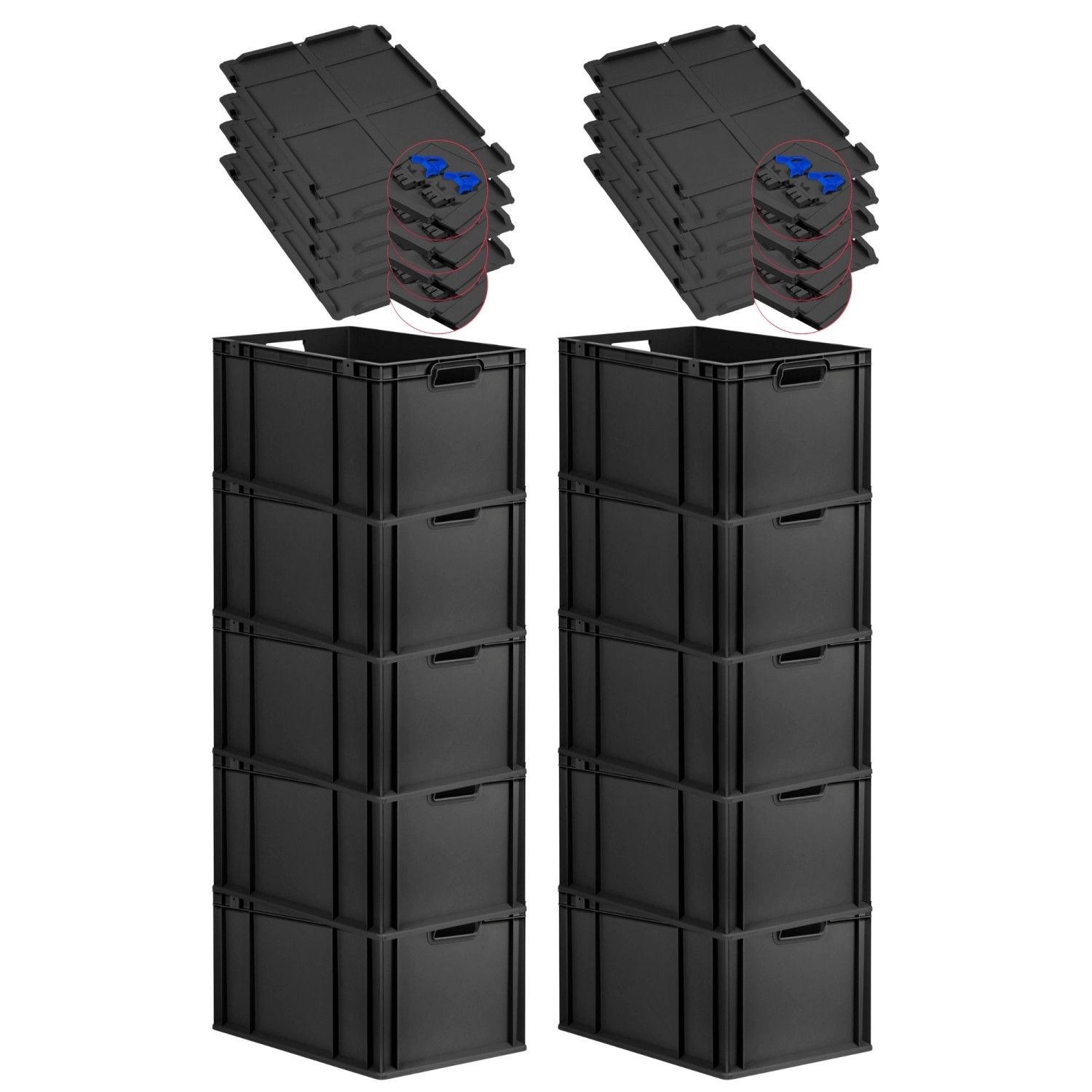 PROREGAL SuperSparSet 10x Eurobox Nextgen Grip Mit Scharnierdeckel Und Blau günstig online kaufen