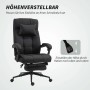 Schwarzer Vinsetto Bürostuhl mit Fußstütze und ergonomischem Design in Leinenoptik.