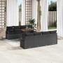 Schwarzes 9-teiliges vidaXL Garten-Sofa-Set aus Poly Rattan mit Tisch und Stauraum.