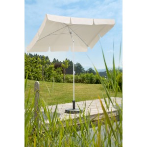 Schneider Balkonschirm Ibiza, 180x120 cm, Natur, mit Push-Up Mechanik auf Terrasse.