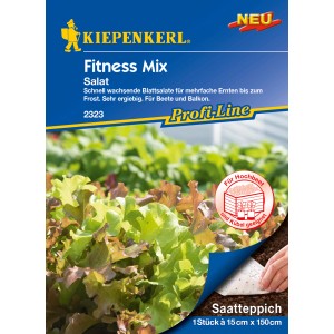 Kiepenkerl Salat Fitness Mix Saatteppich: Mischung aus grünen und roten Blattsalaten für Beet und Balkon.