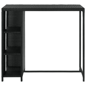 Schwarzer vidaXL Bartisch mit Regal aus Rattan, 120x60x110 cm. Praktischer Bistrotisch für Bar, Garten oder Restaurant.