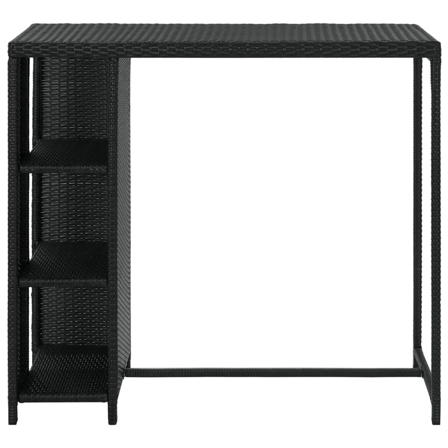 Bartisch Mit Regal Schwarz 120x60x110 Cm Poly Rattan günstig online kaufen