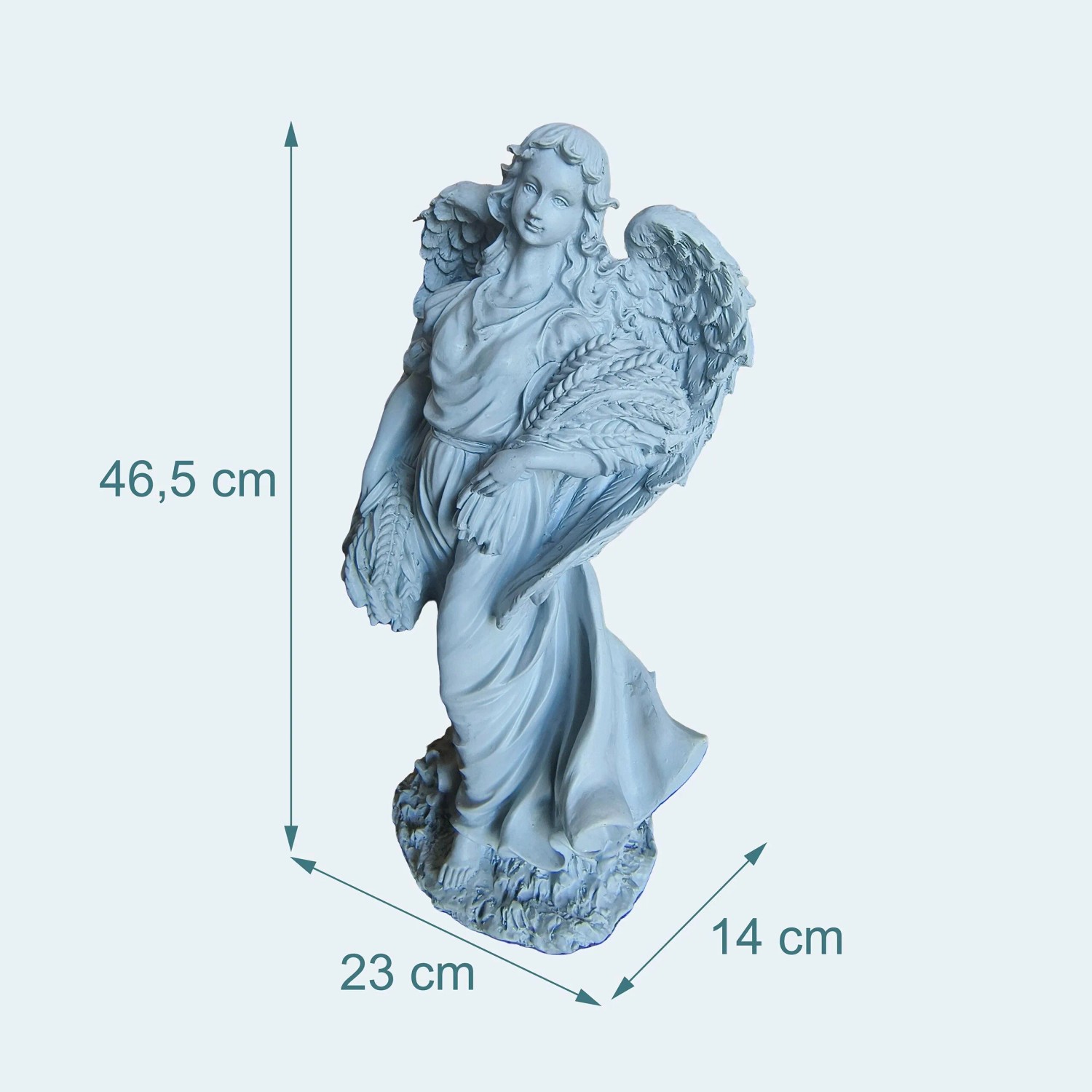 Relaxdays Grabengel Polyresin Grau Wetterfest Frostfest 46,5 cm x 23 cm x 14 cm_4