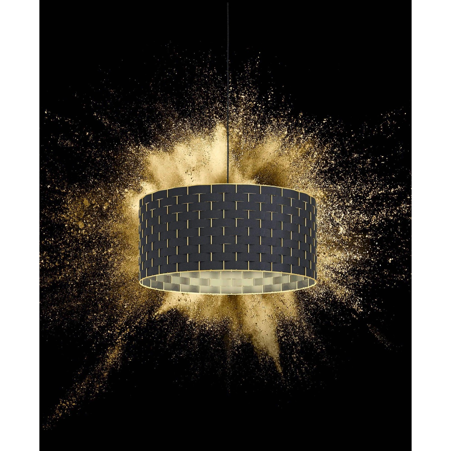 Moderne Eglo Hängeleuchte Marasales in Schwarz-Messing, Ø 55cm, für E27 Leuchtmittel. Pendelleuchte für Wohnbereich.