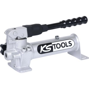 KS TOOLS Hydraulik Handpumpe 700 Bar, silber, mit schwarzem Griff. Robustes Werkzeug für Montage & Demontage.