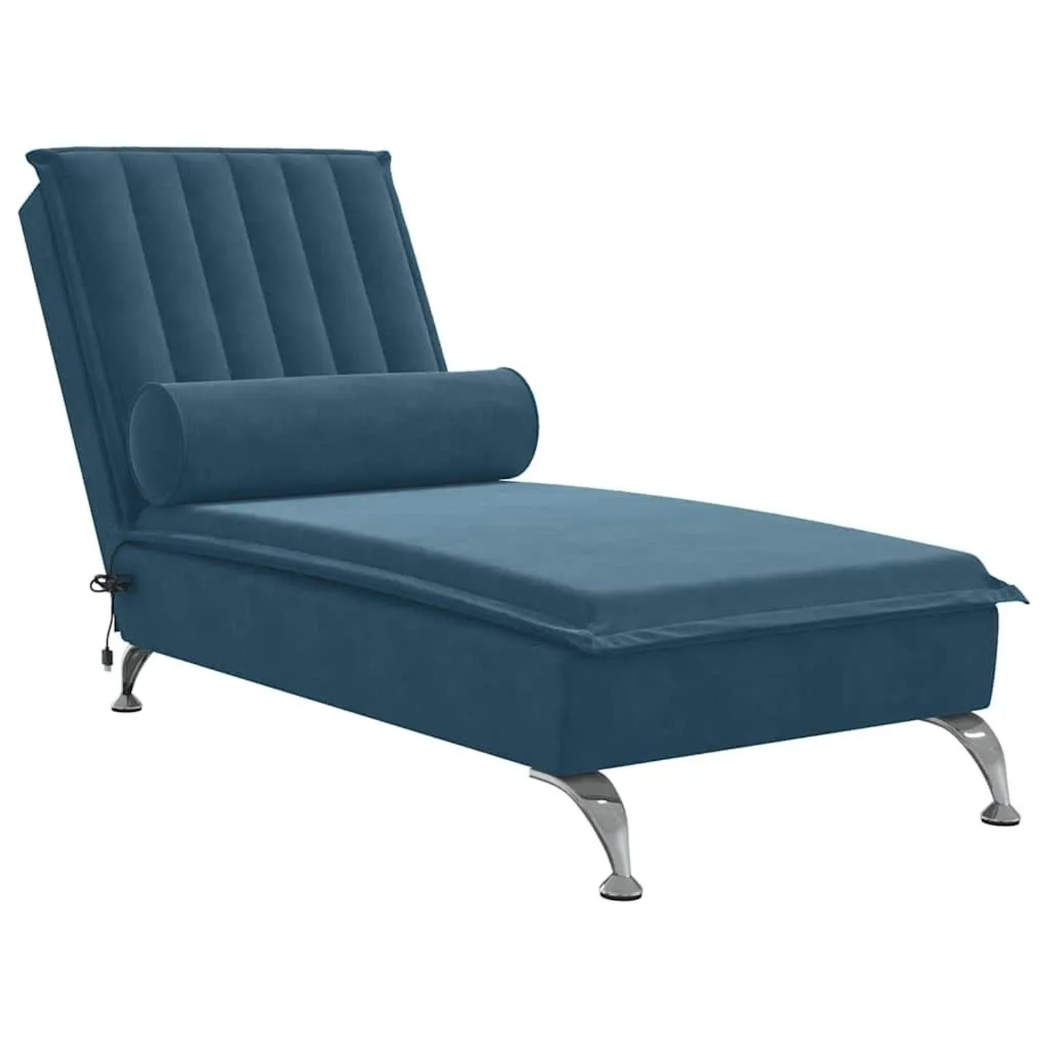vidaXL Massage-Chaiselongue mit Nackenrolle Blau Samt 379467