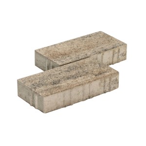 Diephaus Pflasterstein Mileo Muschelkalk, 40x20x8 cm. Zwei rechteckige Pflasterplatten mit glatter Oberfläche.