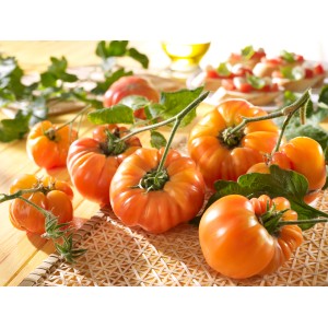 Kiepenkerl Profi-Line Fleisch-Tomate Ananas, orange Früchte auf Tisch