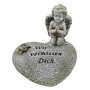 Flower Power Grabdeko: Engel auf Herz mit Schriftzug, wetterfester Grabschmuck.