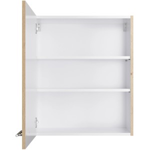 Optifit Hochschrank Erik290 in Wildeiche, 60 cm breit, mit offenen Türen und zwei Einlegeböden.