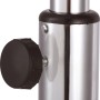 Detailaufnahme Standfuß mit Stellschraube des chromfarbenen Standventilators.