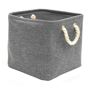 Graue DuneDesign Aufbewahrungsbox (30x30x30 cm) mit Seilgriffen, 2er Set.