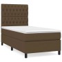 Boxspringbett dunkelbraun (90x190 cm) mit Stoffbezug, Matratze und Kopfteil.