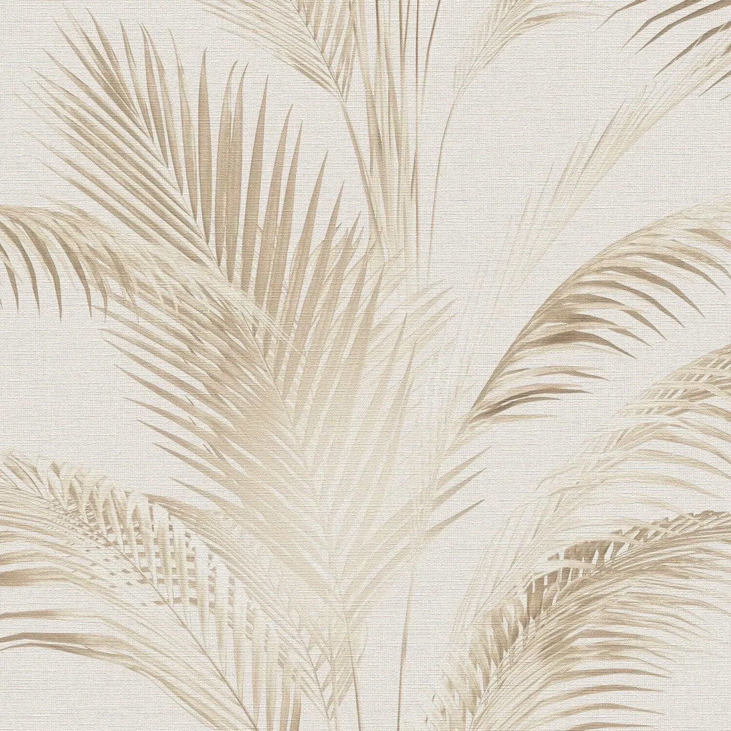 PROFHOME 399801-GU Natur Tapete Palmen Creme Perl-Weiß Beige Oliv-Grau 0,53 m x 10,05 m 5,33 m2