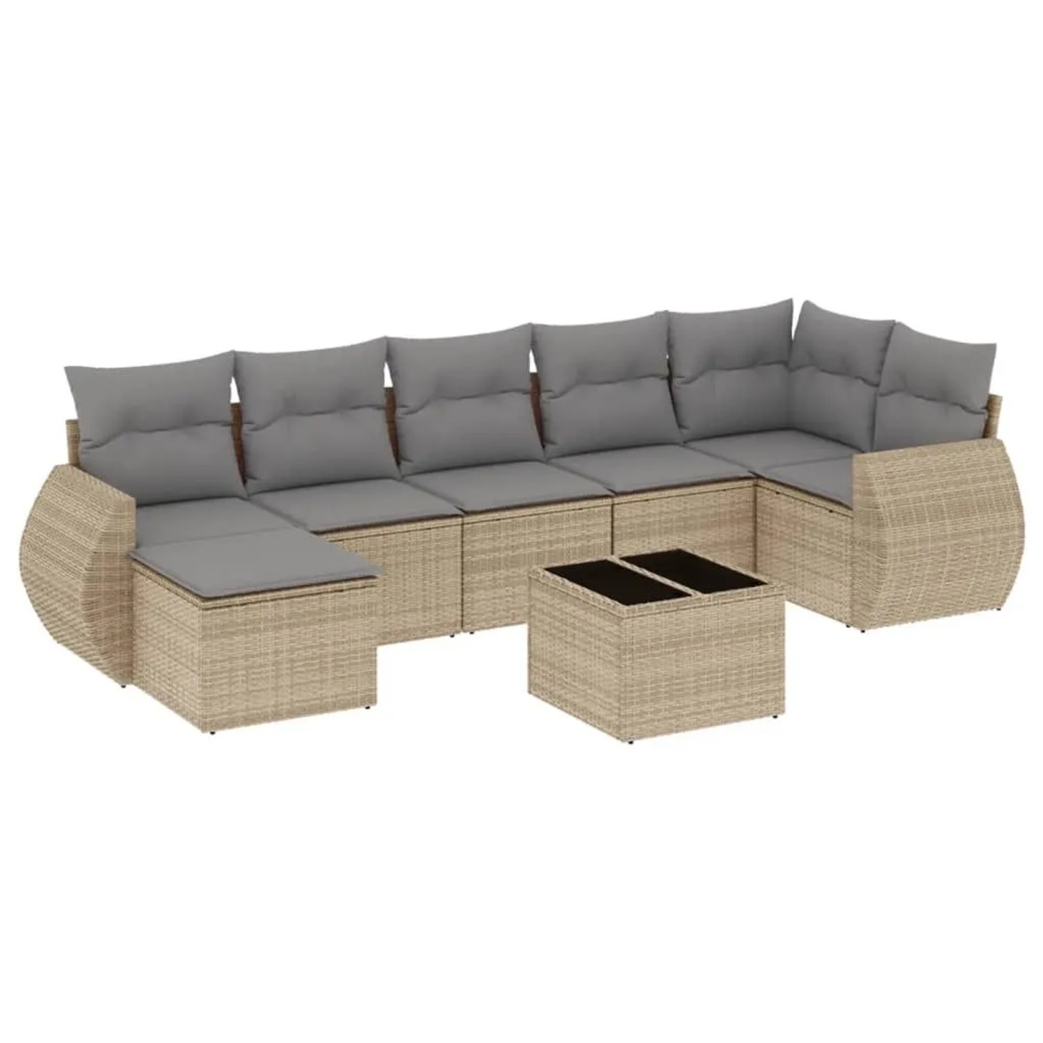 vidaXL 8-Tlg Garten-Sofagarnitur mit Kissen Beige Poly Rattan 3221688 günstig online kaufen