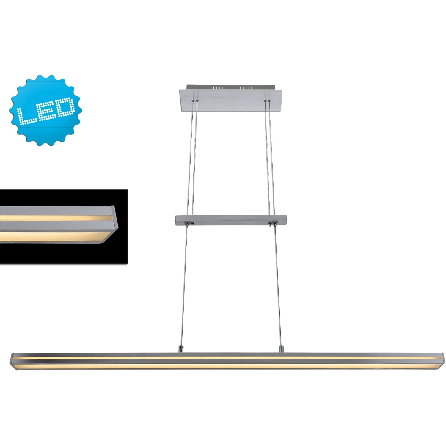 Moderne LED-Pendelleuchte Straight von Näve, 103,5 cm, aus Aluminium, dimmbar.