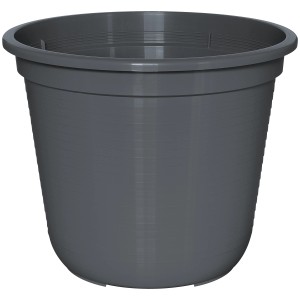 Anthrazitfarbener Geli Blumentopf Standard, Ø 45 cm, aus robustem Kunststoff.