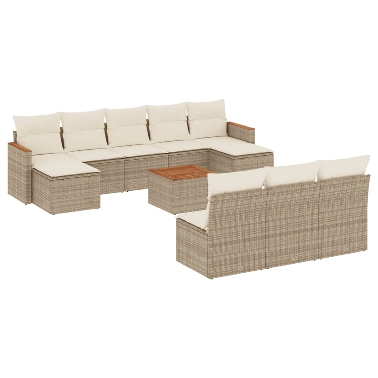 vidaXL 11-Tlg Garten-Sofagarnitur mit Kissen Beige Poly Rattan 3226394 günstig online kaufen