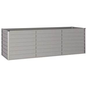 Rechteckiges, graues vidaXL Hochbeet aus Cortenstahl, 240x80x77 cm, mit Rost-Optik.