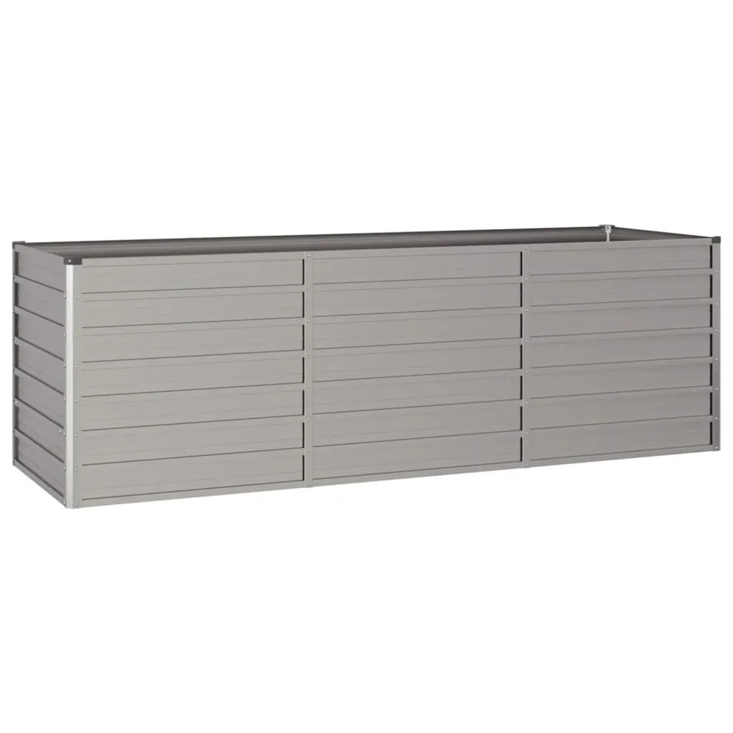 Rechteckiges, graues vidaXL Hochbeet aus Cortenstahl, 240x80x77 cm, mit Rost-Optik.