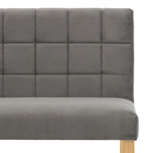 Graue vidaXL Bank (140 cm) mit Samtbezug und gesteppter Rückenlehne.